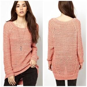 Free People Star Dune Marled Knit Sweater in Peach‎ Size Medium
